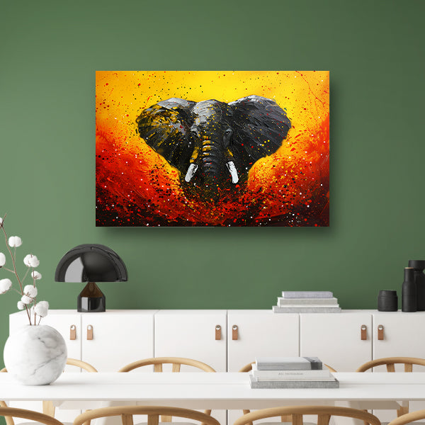 Abstracte olifant in dynamische kleuren schilderij poster