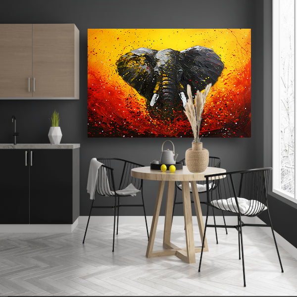 Abstracte olifant in dynamische kleuren schilderij poster