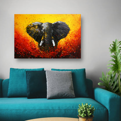 Abstracte olifant in dynamische kleuren schilderij poster