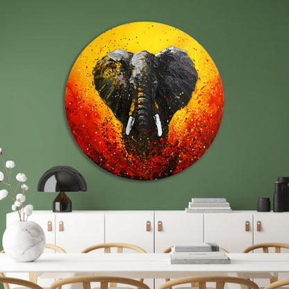 Abstracte olifant in dynamische kleuren schilderij forex muurcirkel
