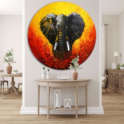 Abstracte olifant in dynamische kleuren schilderij forex muurcirkel