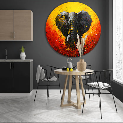 Abstracte olifant in dynamische kleuren schilderij forex muurcirkel