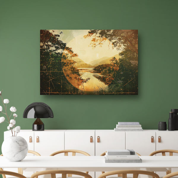 Weerspiegeling van Herfst in Sepia Tinten poster