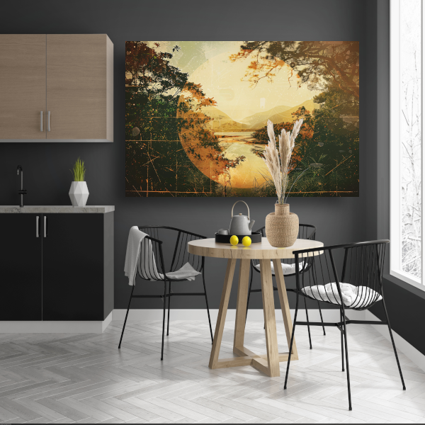 Weerspiegeling van Herfst in Sepia Tinten poster