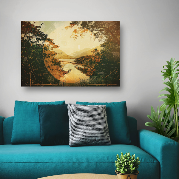 Weerspiegeling van Herfst in Sepia Tinten poster