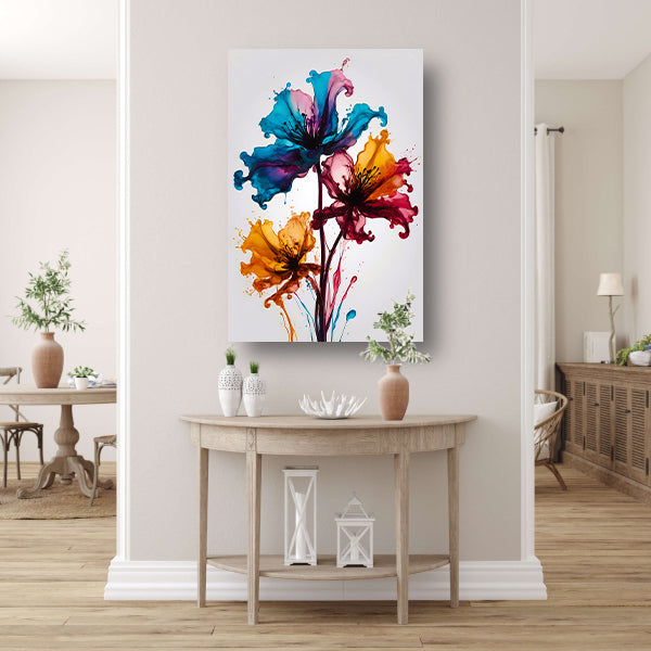 Kleurrijke Abstracte Vloeibare Bloemenexplosie canvas