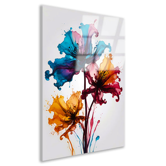 Kleurrijke Abstracte Vloeibare Bloemenexplosie acrylglas