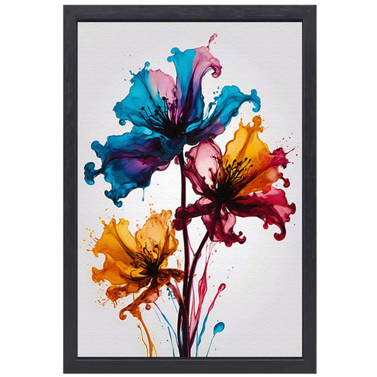 Kleurrijke Abstracte Vloeibare Bloemenexplosie canvas met baklijst