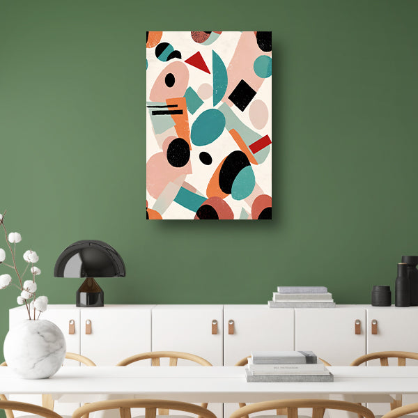 Abstracte geometrische vormen en kleuren schilderij canvas