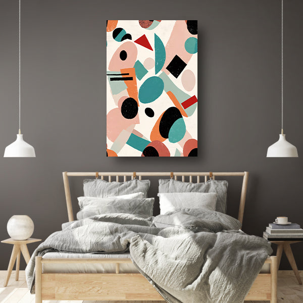Abstracte geometrische vormen en kleuren schilderij canvas