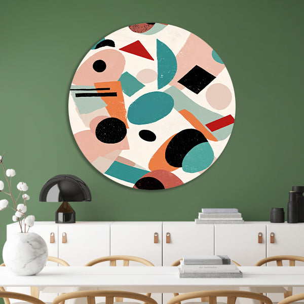 Abstracte geometrische vormen en kleuren schilderij forex muurcirkel