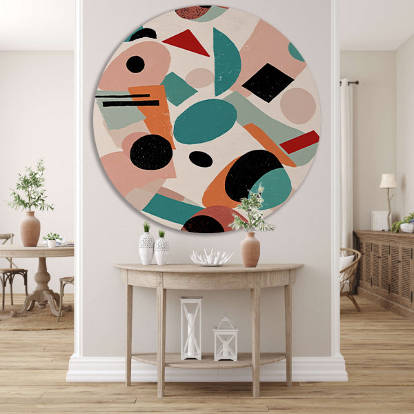 Abstracte geometrische vormen en kleuren schilderij forex muurcirkel