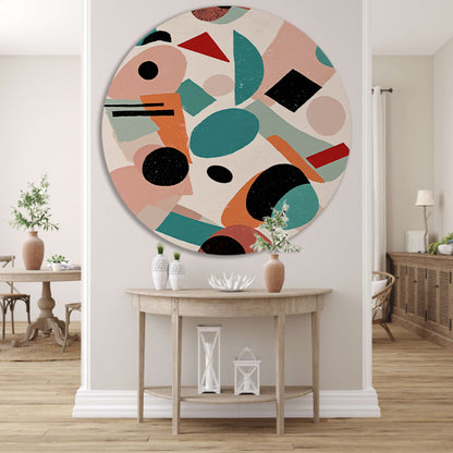 Abstracte geometrische vormen en kleuren schilderij forex muurcirkel