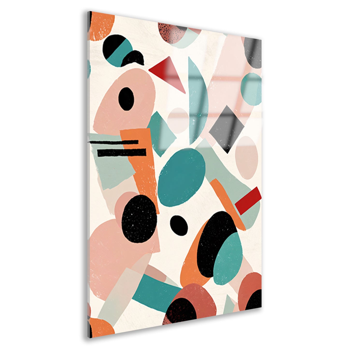 Abstracte geometrische vormen en kleuren schilderij acrylglas