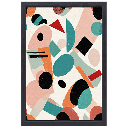 Abstracte geometrische vormen en kleuren schilderij canvas met baklijst