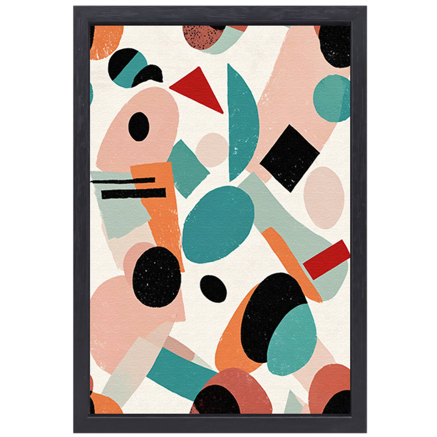 Abstracte geometrische vormen en kleuren schilderij canvas met baklijst