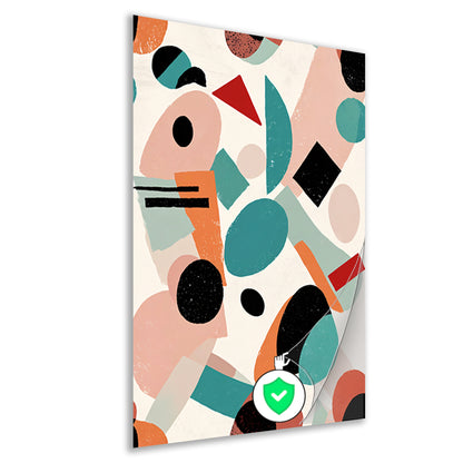 Abstracte geometrische vormen en kleuren schilderij poster