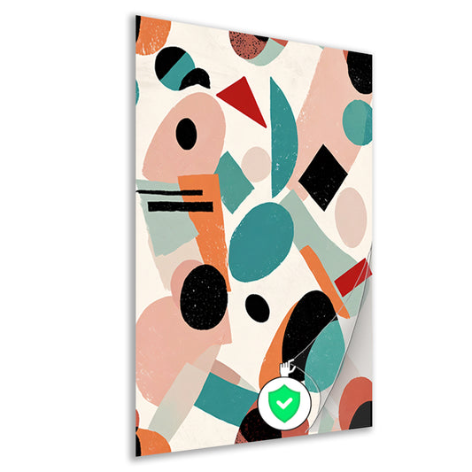 Abstracte geometrische vormen en kleuren schilderij poster