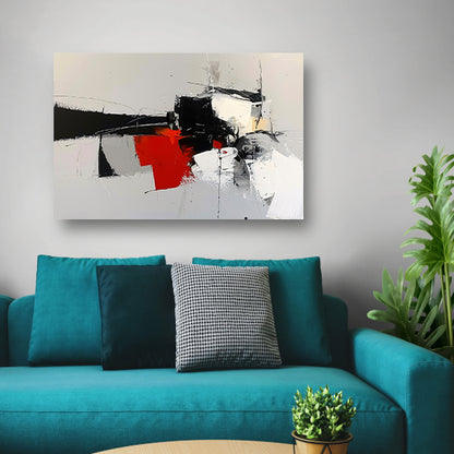 Abstracte skyline met dynamische vormen en kleuren poster