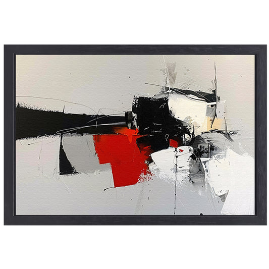 Abstracte skyline met dynamische vormen en kleuren canvas met baklijst