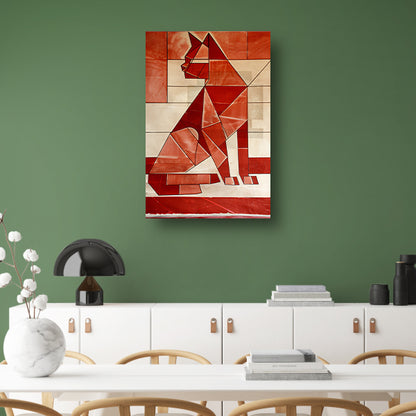 Abstracte kat in kubistische stijl poster