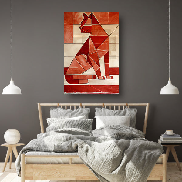 Abstracte kat in kubistische stijl poster