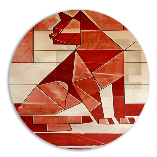 Abstracte kat in kubistische stijl aluminium muurcirkel