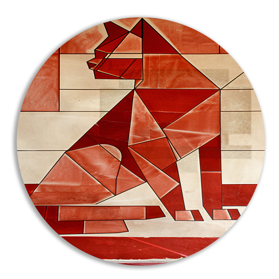 Abstracte kat in kubistische stijl aluminium muurcirkel