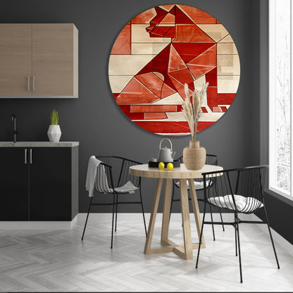 Abstracte kat in kubistische stijl aluminium muurcirkel