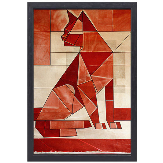 Abstracte kat in kubistische stijl canvas met baklijst