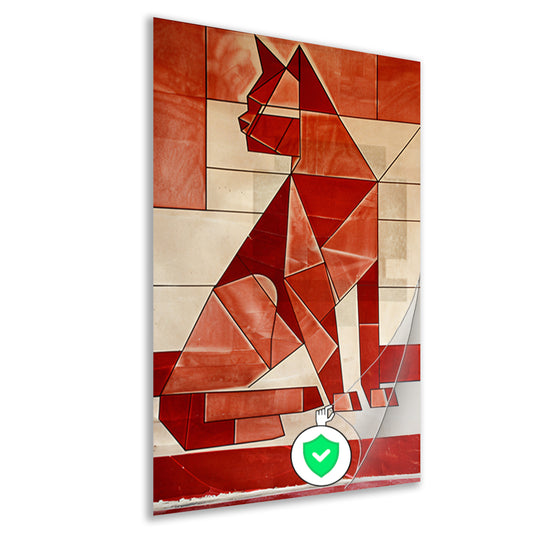 Abstracte kat in kubistische stijl poster