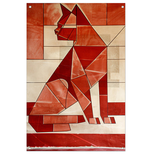 Abstracte kat in kubistische stijl tuinposter