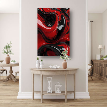 Dynamische Rode en Zwarte Abstractie canvas