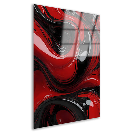 Dynamische Rode en Zwarte Abstractie acrylglas