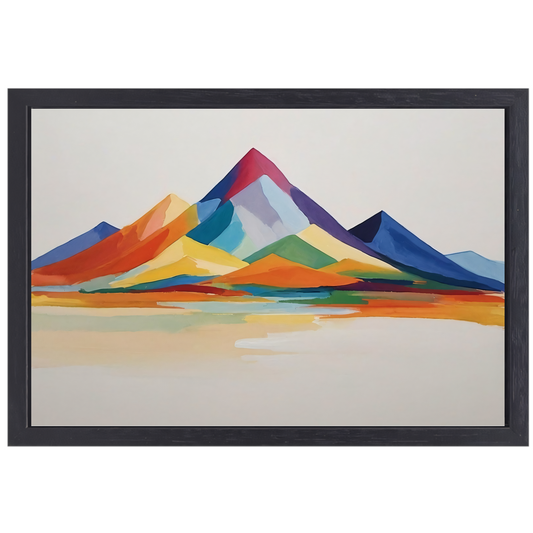 Abstracte Bergen in Levendige Kleuren canvas met baklijst