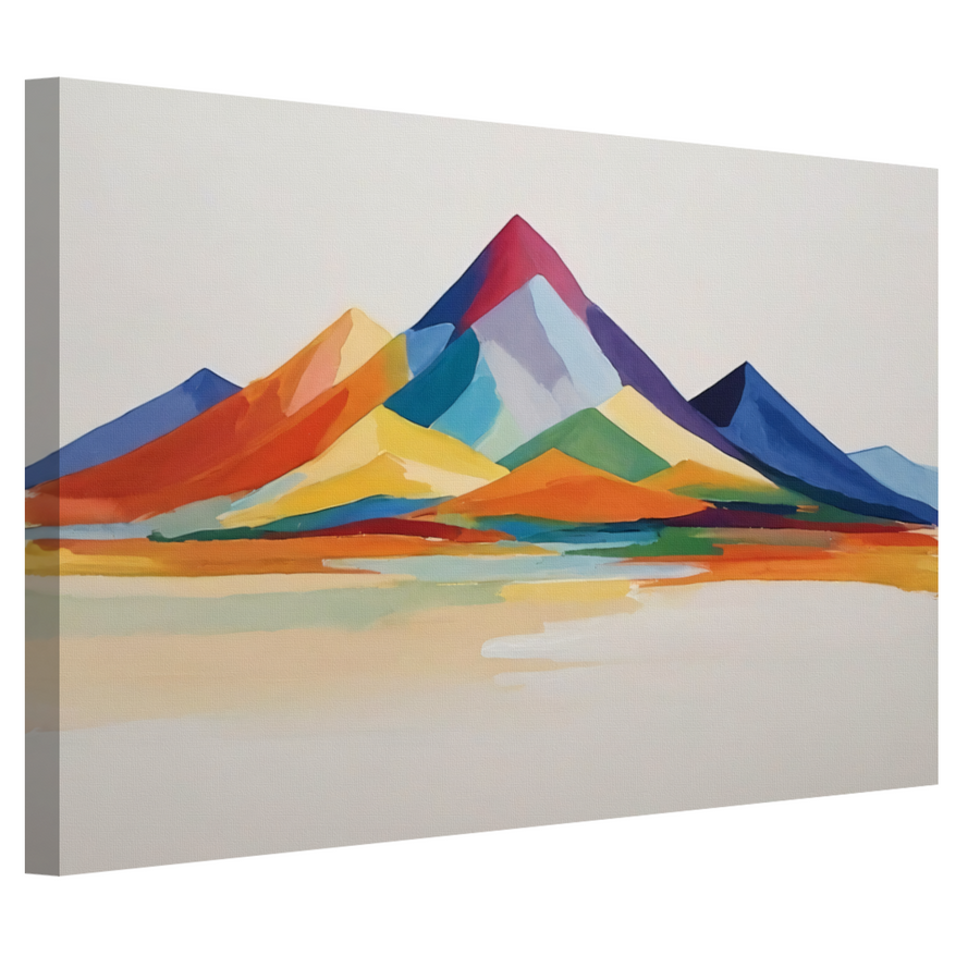Abstracte Bergen in Levendige Kleuren canvas