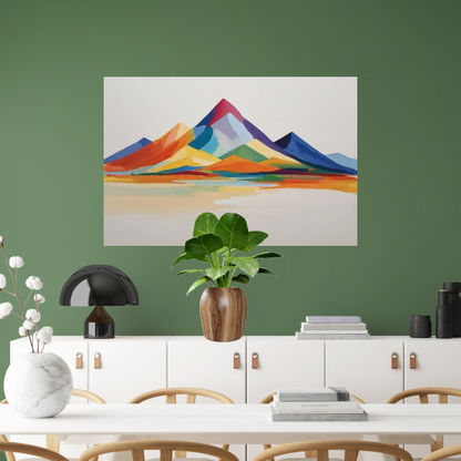 Abstracte Bergen in Levendige Kleuren poster