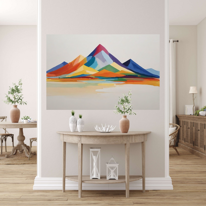 Abstracte Bergen in Levendige Kleuren poster