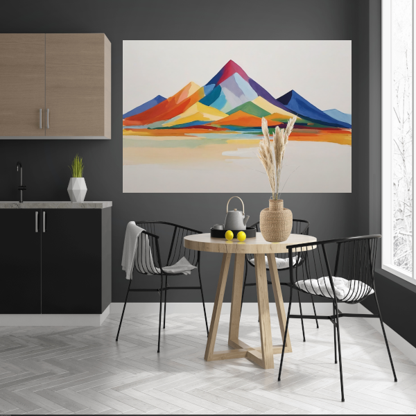 Abstracte Bergen in Levendige Kleuren poster