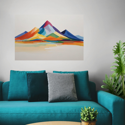 Abstracte Bergen in Levendige Kleuren poster