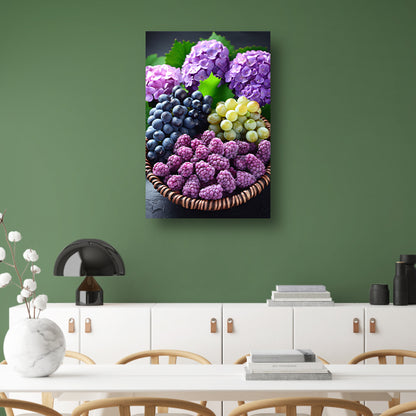 Stilleven met Druiven, Bramen en Hortensias poster