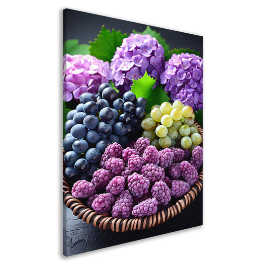 Stilleven met Druiven, Bramen en Hortensias canvas