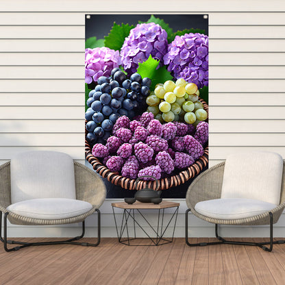 Stilleven met Druiven, Bramen en Hortensias tuinposter