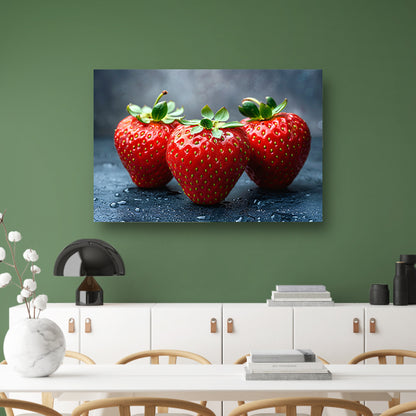 Glinsterende aardbeien canvas met baklijst