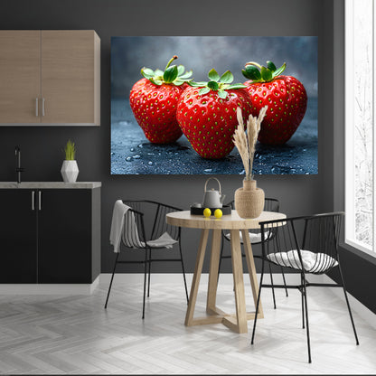 Glinsterende aardbeien canvas met baklijst