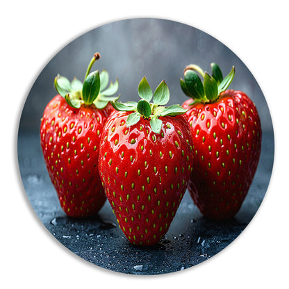 Glinsterende aardbeien aluminium muurcirkel