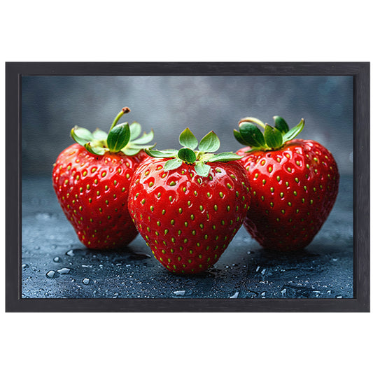Glinsterende aardbeien canvas met baklijst