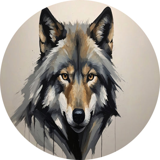 Essentie van de Wilde Geest - Wolvenportret aluminium muurcirkel