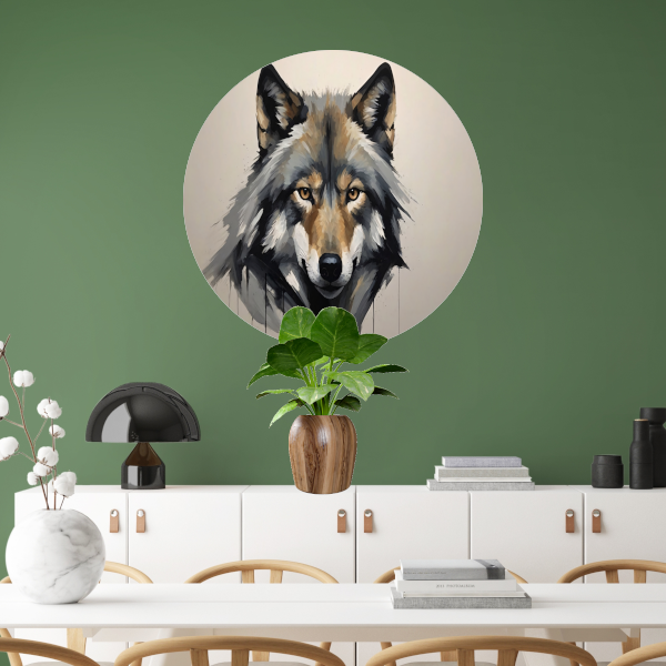 Essentie van de Wilde Geest - Wolvenportret aluminium muurcirkel