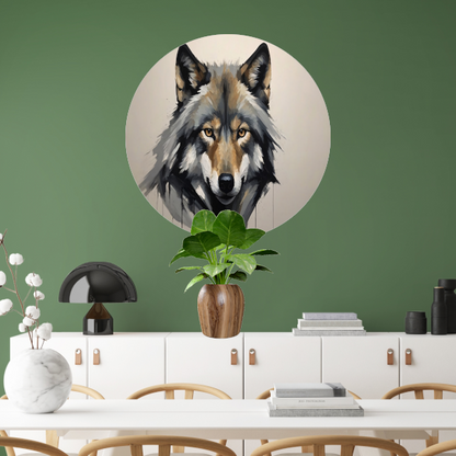 Essentie van de Wilde Geest - Wolvenportret aluminium muurcirkel